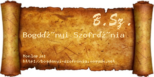 Bogdányi Szofrónia névjegykártya